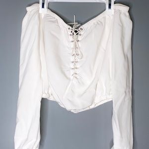 Off the shoulder lace up top